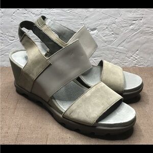 Sorel Joanie II Slingback Women's Sandals Wedge Sage Taupe Leather Size 10 Shoes